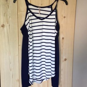Cold shoulder striped top